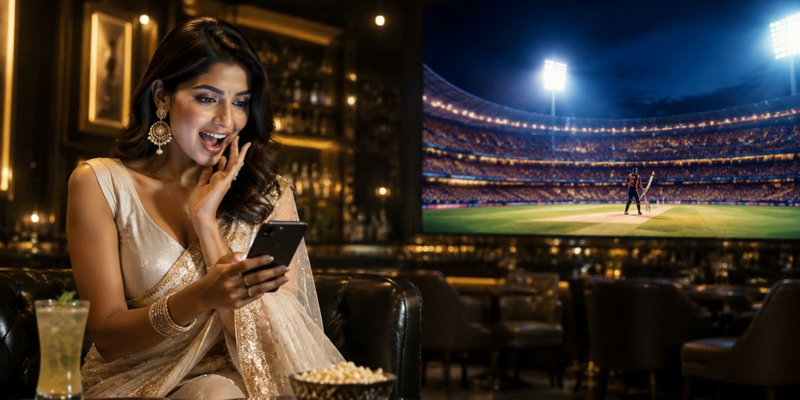 Indian woman logging in for cricket betting